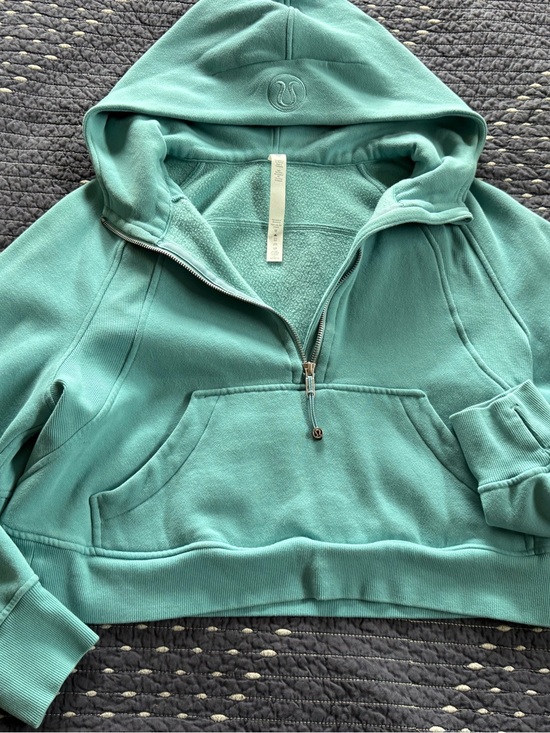 lululemon athletica Sweaters - lululemon athletica Teal Cropped Half-Zip Hoodie